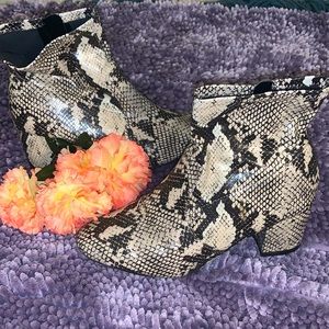 Snakeskin booties
